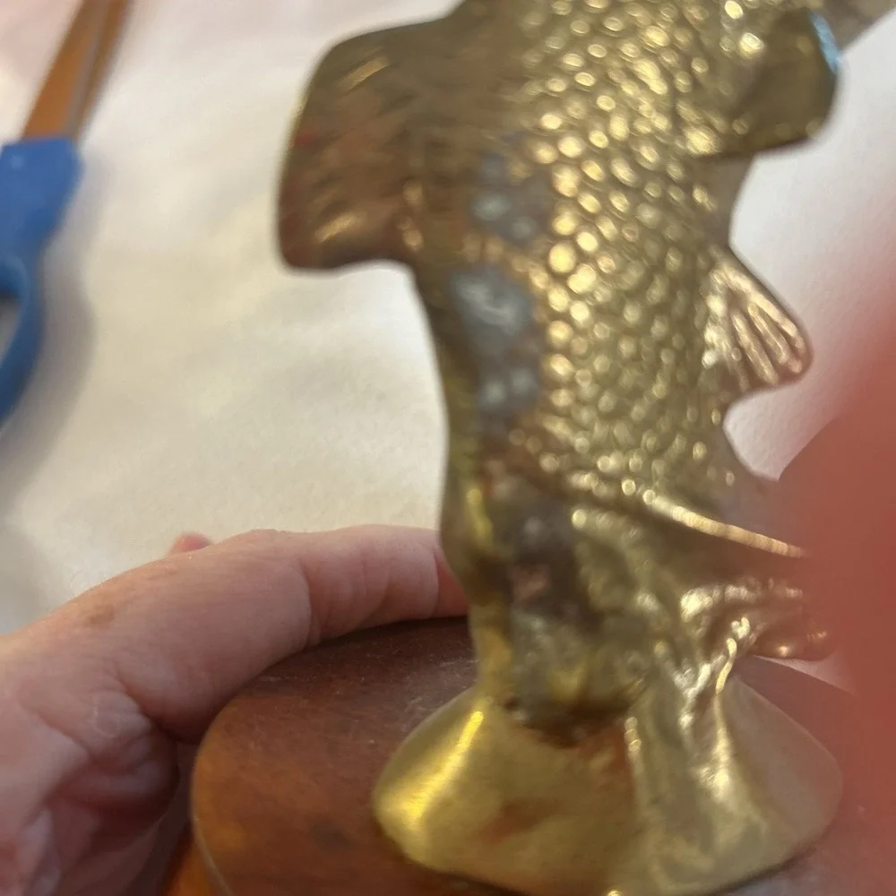 Vintage Brass Leaping Fish Statue‎ Figurine